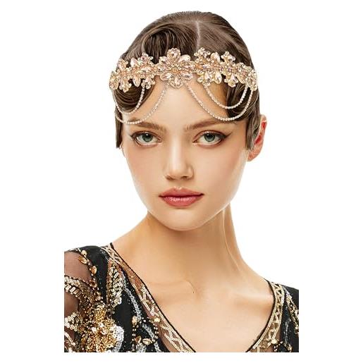 BABEYOND gatsby 1920s - fascia per capelli in stile anni '20, con strass, accessorio charleston