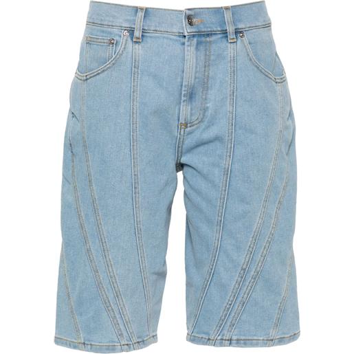 Mugler shorts denim a inserti - blu