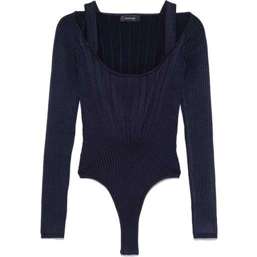Mugler body con scollo ampio - blu