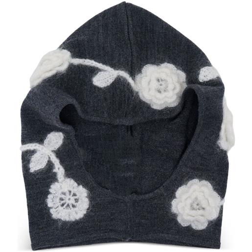 GANNI passamontagna con fiori all'uncinetto - grigio