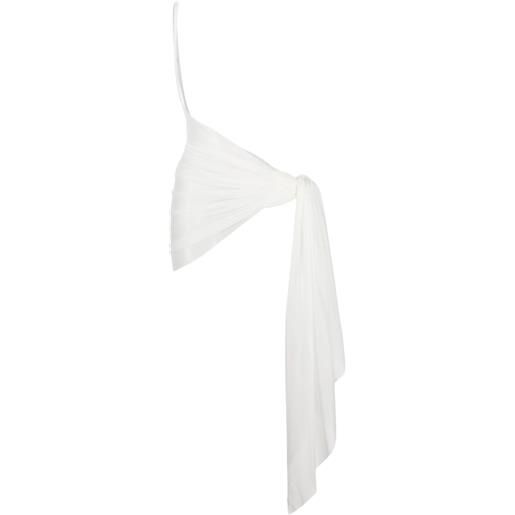 Mugler pareo monospalla semi trasparente - bianco