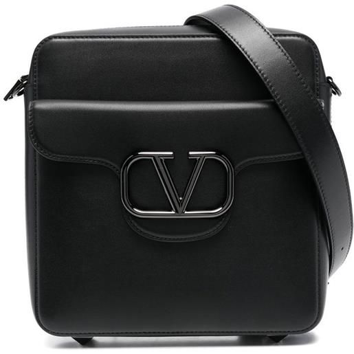 Valentino Garavani borsa messenger vlogo in pelle - nero