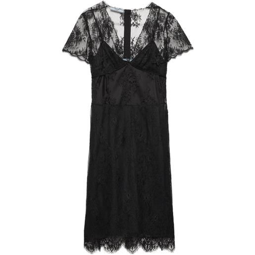 Prada abito corto con orlo a smerlo - nero