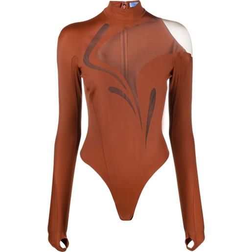 Mugler body con inserti - marrone