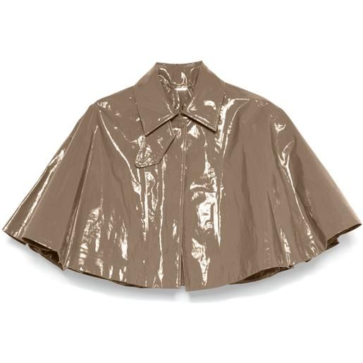 Chloé mantella corta con finitura lucida - marrone
