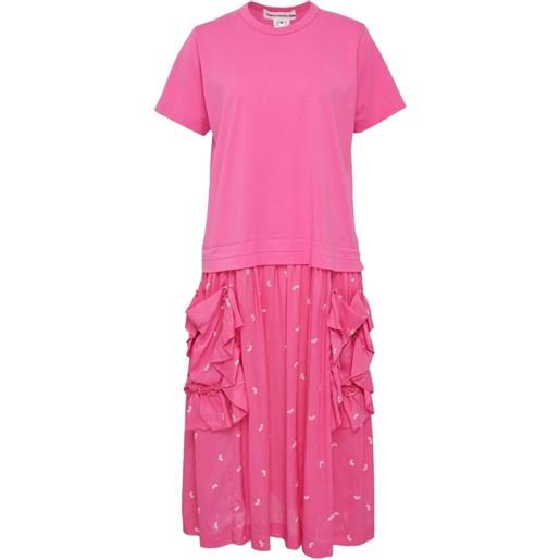 Comme Des Garçons Girl abito midi con motivo foglie - rosa