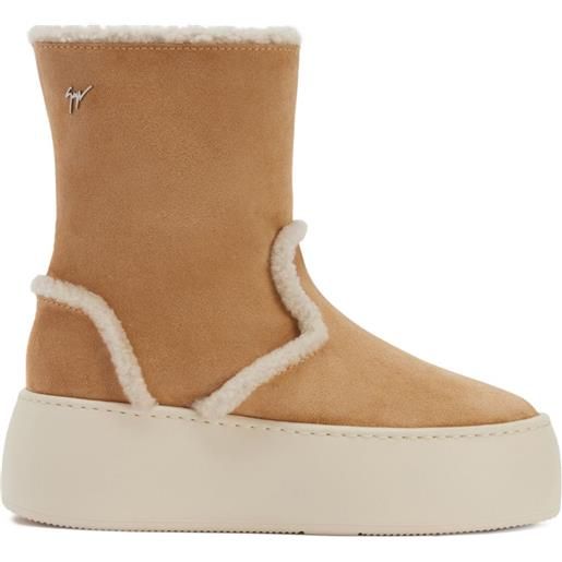 Giuseppe Zanotti stivali gz league in shearling con plateau - marrone