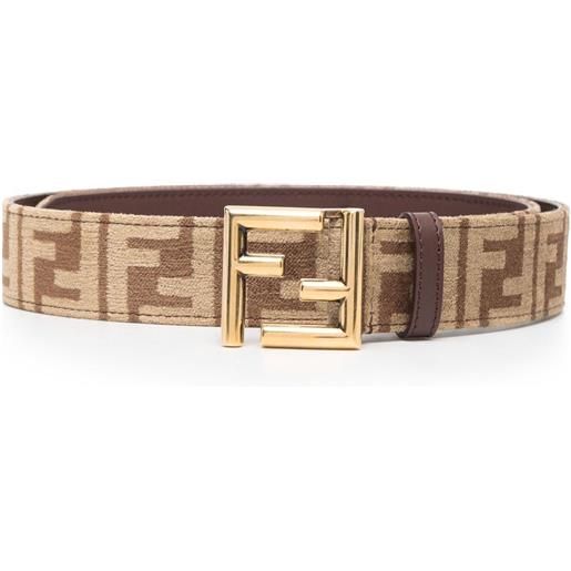 FENDI cintura con logo jacquard - marrone