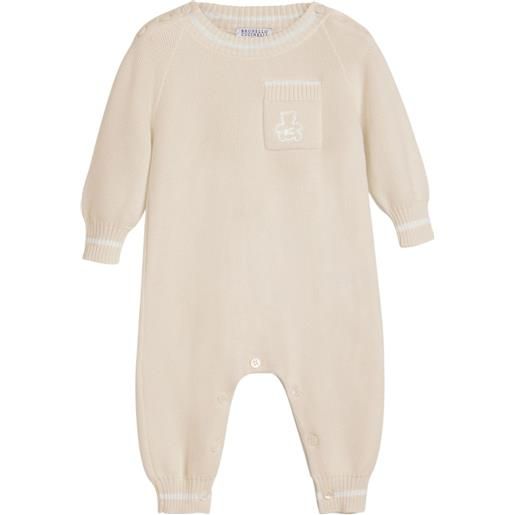 Brunello Cucinelli Kids tutina con motivo bernie - toni neutri