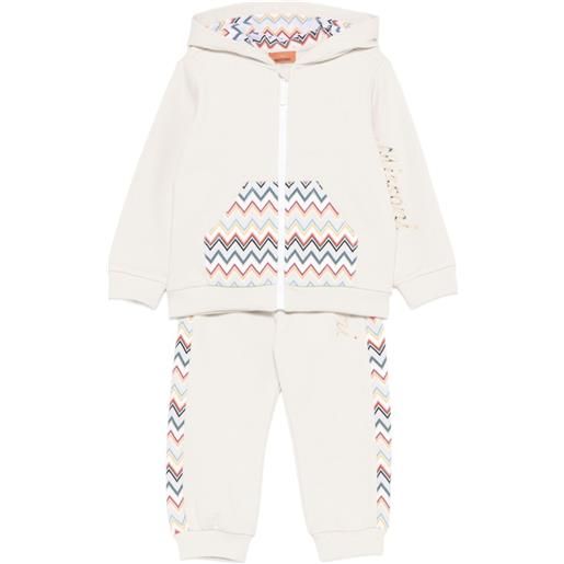 Missoni Kids tuta sportiva con motivo chevron - toni neutri