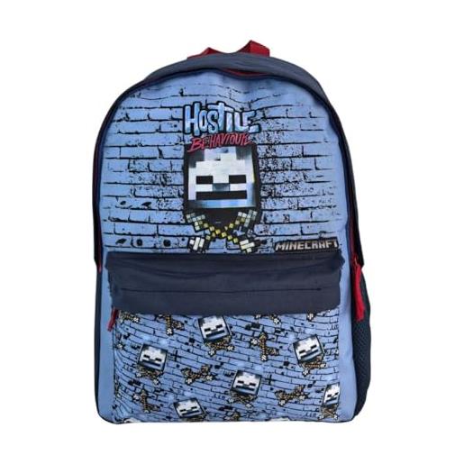 Minecraft zaino scuola hostile behaviour - adattabile al carrello, schienale imbottito - vano portaoggetti, 41 x 31 x 13,5 cm, multicolore, m, casual