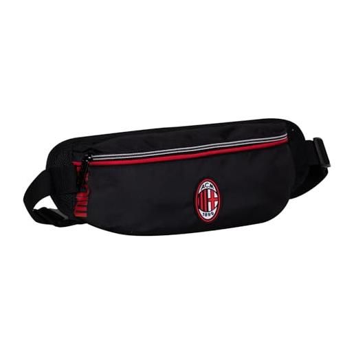 Seven marsupio ac milan glorious history per ragazzi, cinghia a vita con nastro regolabile, bambino, ragazzo, calcio, prodotto ufficiale, idea regalo