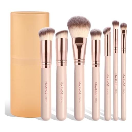 Maange set di pennelli per trucco, 7 pezzi, per ombretto, blush, correttore e fondotinta, set professionale con custodia