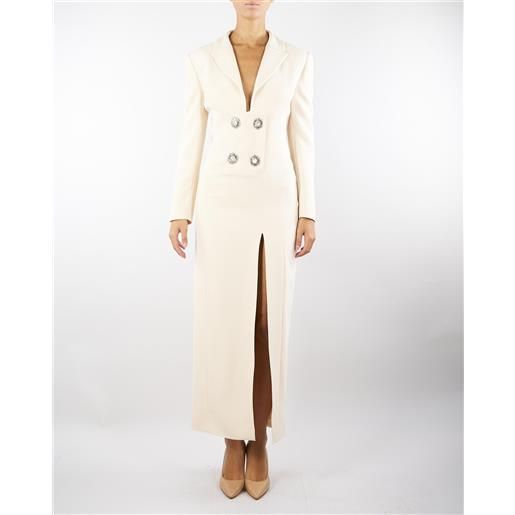 SIMONA CORSELLINI abito lungo burro con bottoni gioiello