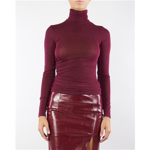 SIMONA CORSELLINI maglia dolcevita cherry in lurex