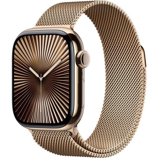 Apple watch series 10 gps + cellular 46mm gold titanium case with gold milanese loop - s/m