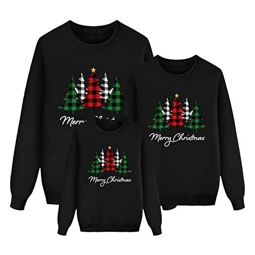 Jabidoos maglioni natalizi famiglia - maglione natalizio famiglia rosso maglie termica manica lunga maglioni natale coppia taglie forti felpa natalizie invernale abbigliamento natalizio donna uomo bambino