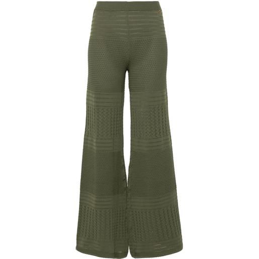 TWINSET pantaloni a palazzo con lavorazione pointelle - verde