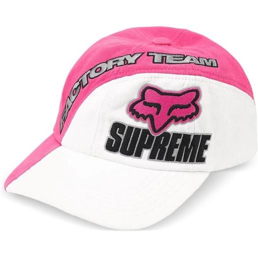 Supreme x fox racing® cappello da baseball con logo ricamato - rosa