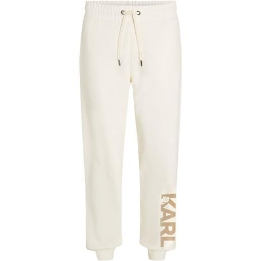 Karl Lagerfeld pantaloni sportivi con logo floccato - toni neutri