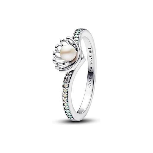 PANDORA anello da donna disney principessa arielle conchiglia argento 193654c01, 56/17,8, argento sterling, zirconia cubica