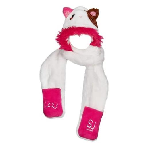 SJ GANG STYLE JAM GANG cappello invernale con orecchie da gattino, sciarpa incorporata, caldo morbido e peloso, per bambine, idea regalo