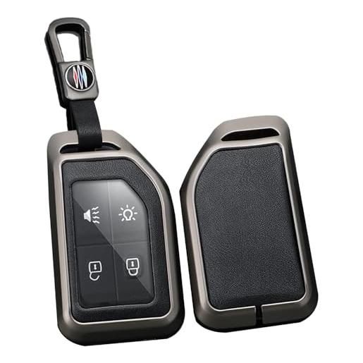 TECART custodia intelligente per chiave auto, adatta per volvo cargo 555 fh16 fm fh evro truck modello in pelle portatile cover portachiavi accessori chiave a 4 tasti, nero, 4-taste