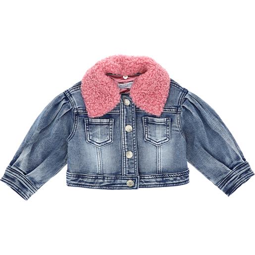 Monnalisa giacca denim colletto bouclé