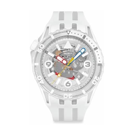 Swatch aurelia aurita, orologio subacqueo bioceramic, 44 mm, bianco sscu09k100