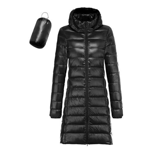 Kobilee giacca antivento donna, ripiegabile con zip con tasche giubbino resistente al vento calda invernali piumino leggero a maniche lunghe elegante cappotto giacca imbottito m