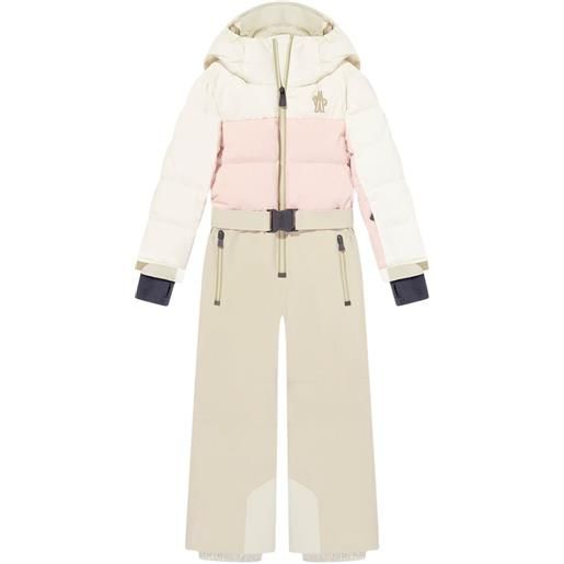 MONCLER GRENOBLE KIDS tuta da sci con cintura - toni neutri