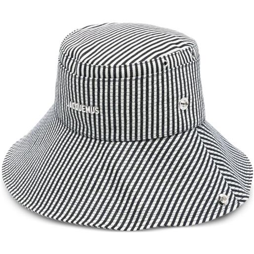 Jacquemus cappello bucket le bob de-nîmes a righe - bianco