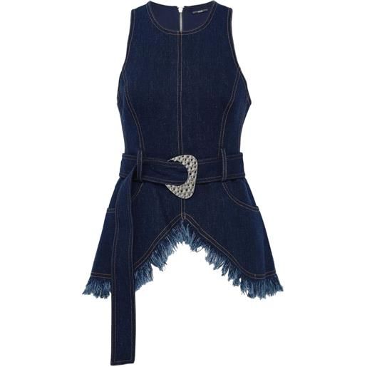 Alexis top reed con cintura - blu