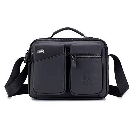 FANDARE borse a spalla borsa a tracolla da uomo sacchetto del messaggero zaino monospalla pelle borse messenger ventiquattrore borsello per lavoro festa viaggio lavoro impermeabile borsetta nero