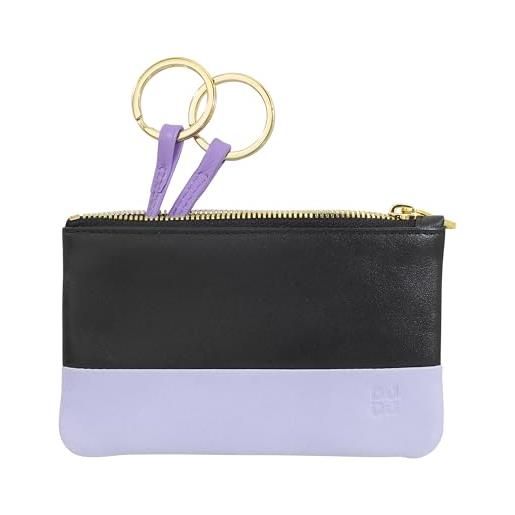 Dudu astuccio portachiavi colorato in pelle uomo donna formato bustina con zip black_lavender