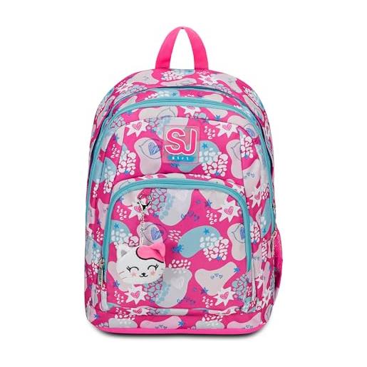 Seven sj gang zaino scuola advanced, rosa, pink. Fur, zaino doppio scomparto con tasca porta pc o tablet, tasca porta borraccia e organizer, zaino scuola elementare, zaino bambina