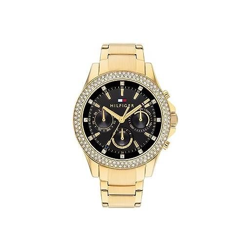 Tommy Hilfiger orologio analogico multifunzione al quarzo da donna con cinturino in acciaio inossidabile di colore dorato - 1782676