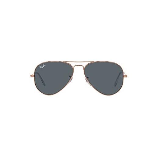 Ray-Ban occhiali da sole rb3025 aviator large metal 9202r5 unisex colore oro rosa lente blu taglia 58 mm
