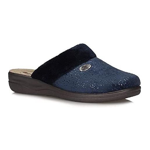 inblu comode pantofole da donna con morbida finitura in eco pelliccia plantare anatomico in vera pelle