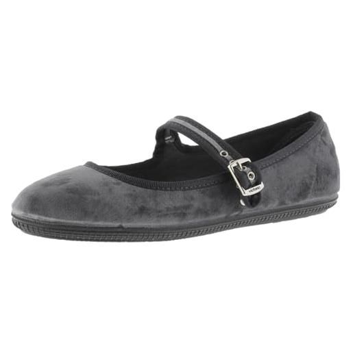 victoria ballerine oda velluto & bordo abbinato & fibbia 104913 per bambine gris 26