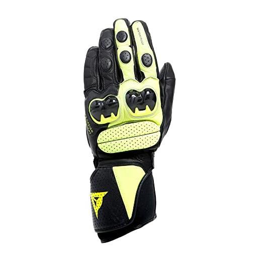 DAINESE - impeto d-dry gloves, guanti da moto impermeabili in pelle con protezioni sulle nocche e compatibilità touch screen, guanti moto unisex, da uomo o donna, nero/giallo fluo, m