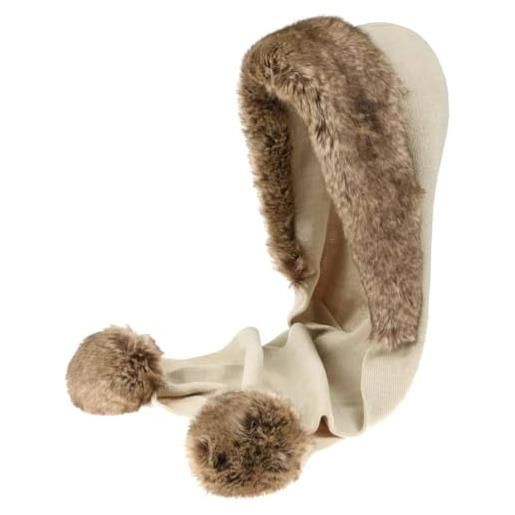 Gebeana lumia capuchon con pompon sciarpa da donna a maglia taglia unica - beige chiaro