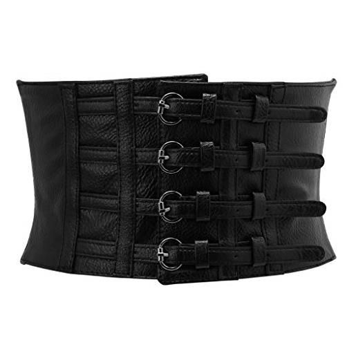 Gwxevce retro lady vita a forma di corsetto cintura elastica in pelle sintetica larga vita elastica