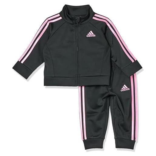 adidas tuta da bambina in maglia, nero / rosa chiaro, 12 mesi