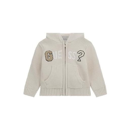 GUESS eco long sleeve hooded zip up sweatshirt felpa baby-bambini, pietra silenziata, 18 meses