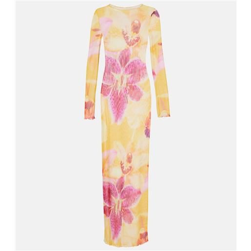 Same abito lungo in mesh con stampa floreale