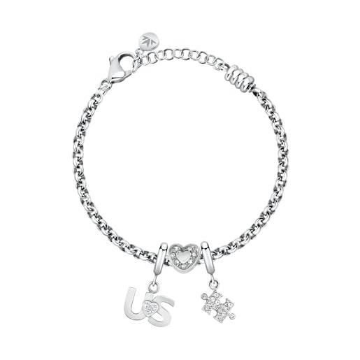 Morellato scz1352 - bracciale puzzle da donna in acciaio, cristalli, cuore, amicizia, collezione drops, acciaio, cristallo