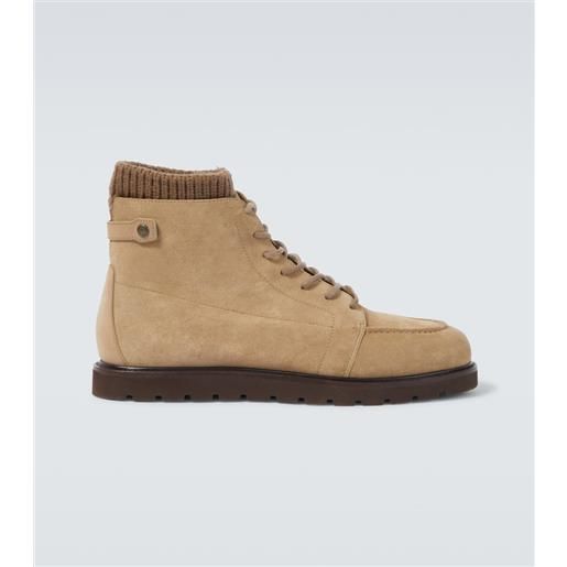 Loro Piana stivali stringati verbier in suede