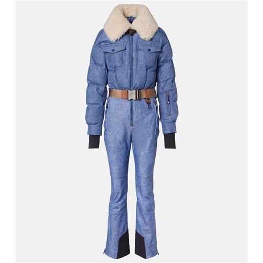 Moncler Grenoble tuta da sci con shearling