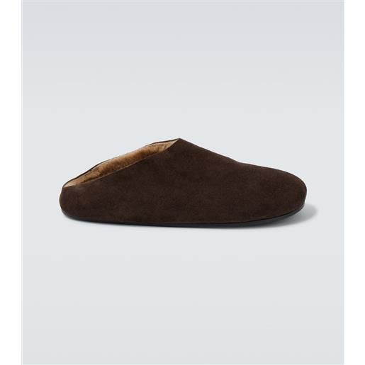 The Row mules hudson in suede con shearling